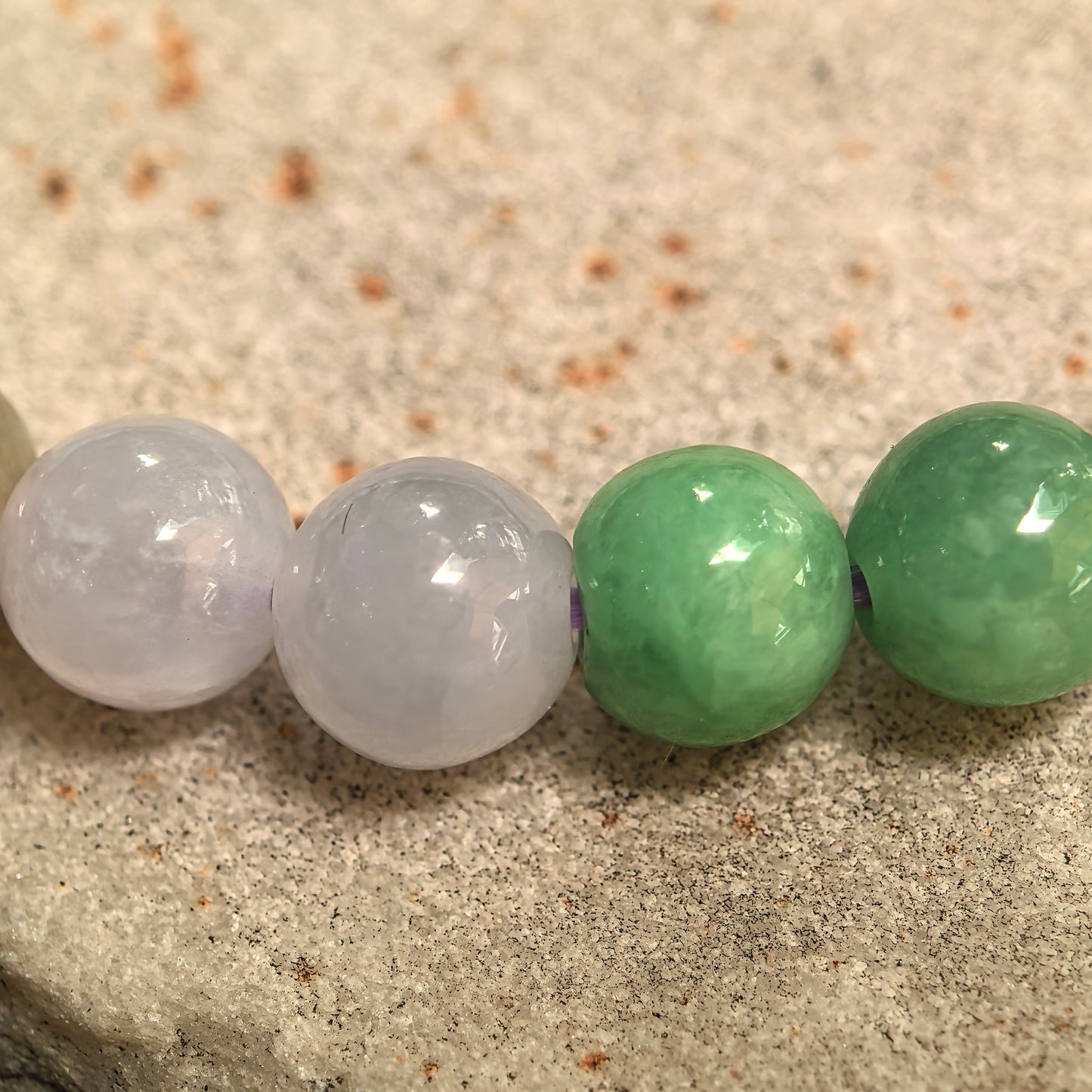Natural Grade-A Glutinous Multicolor Jadeite Bead Bracelet · Burmese Jade 6.8mm