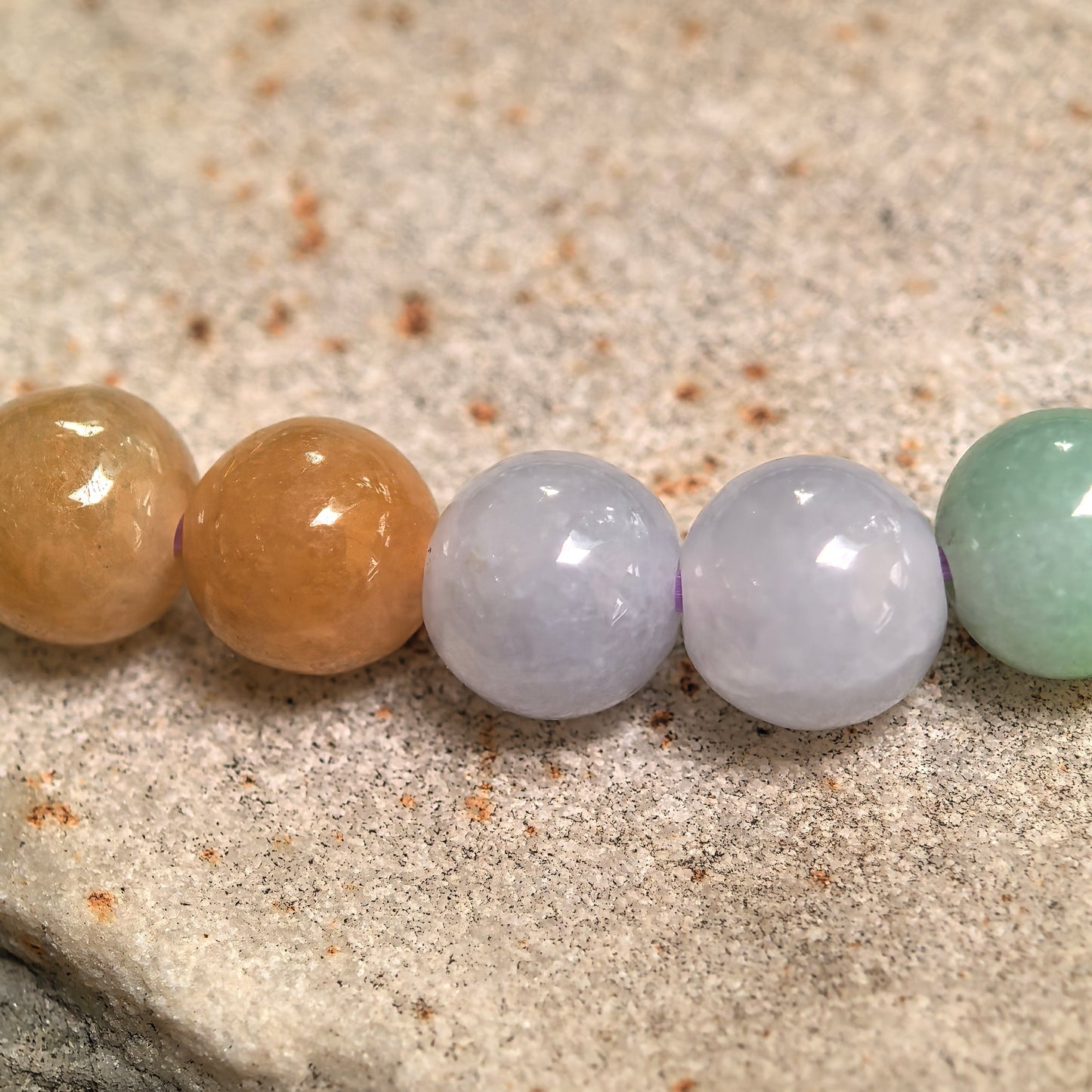 Natural Grade-A Glutinous Multicolor Jadeite Bead Bracelet · Burmese Jade 6.8mm