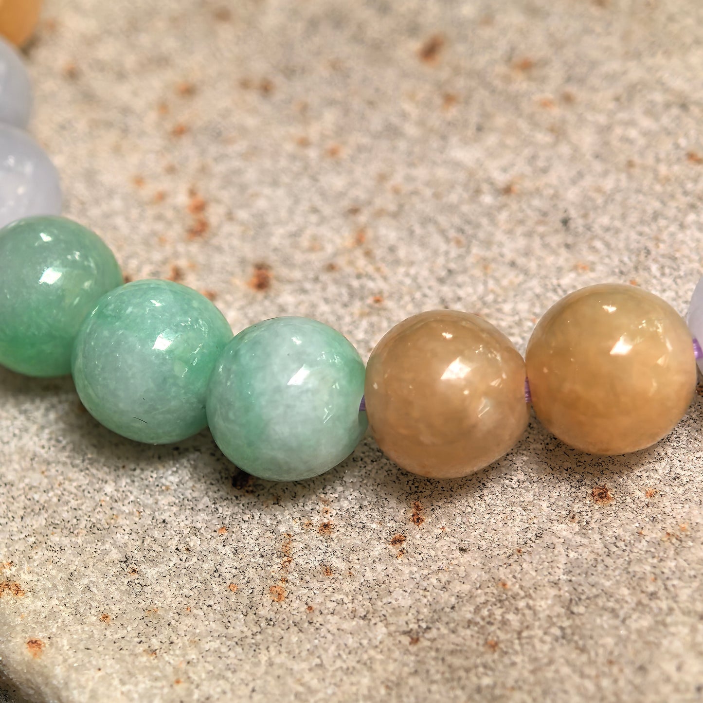 Natural Grade-A Glutinous Multicolor Jadeite Bead Bracelet · Burmese Jade 6.8mm