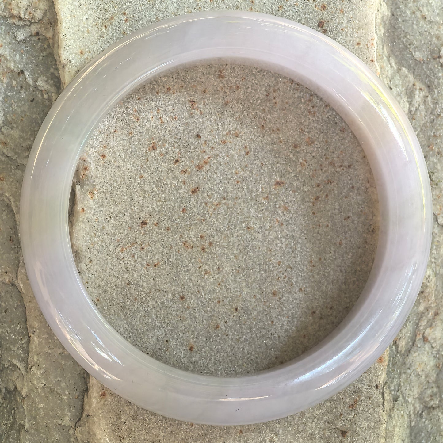 Natural Grade-A Glutinous Lavender D-Shaped Jadeite Bangle · Burmese Jade 55mm