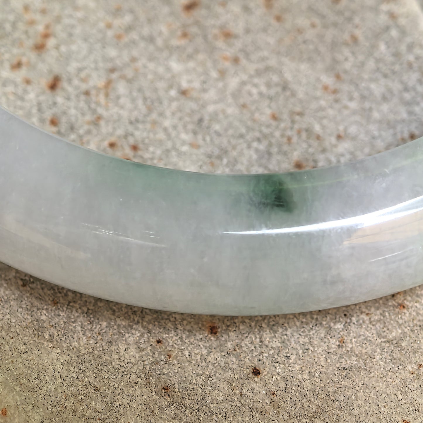 Natural Grade-A Glutinous Ink Green Floating Flower D-Shape Jadeite Bangle · Burmese Jade 62mm