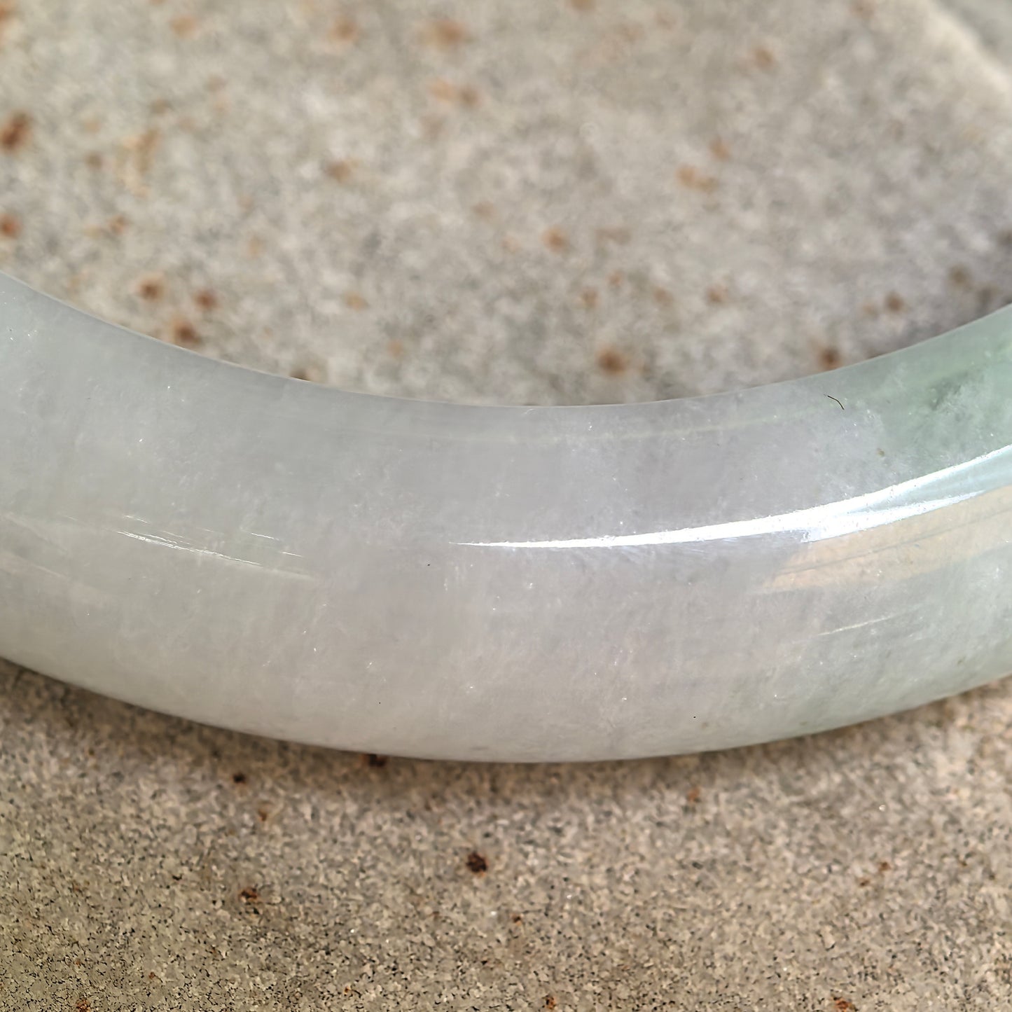 Natural Grade-A Glutinous Ink Green Floating Flower D-Shape Jadeite Bangle · Burmese Jade 62mm