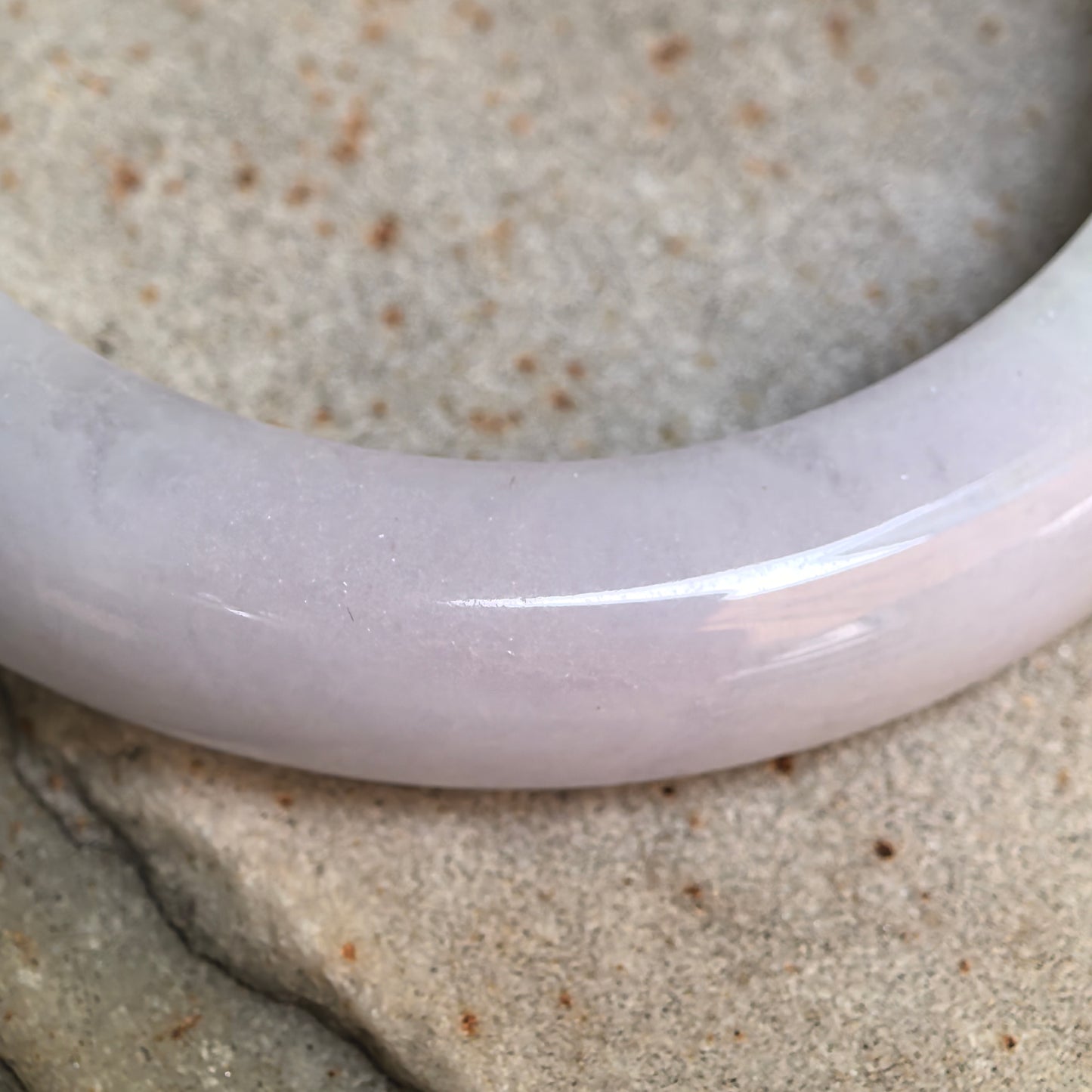 Natural Grade-A Glutinous Purple Green D-Shape Jadeite Bangle · Burmese Jade 54mm