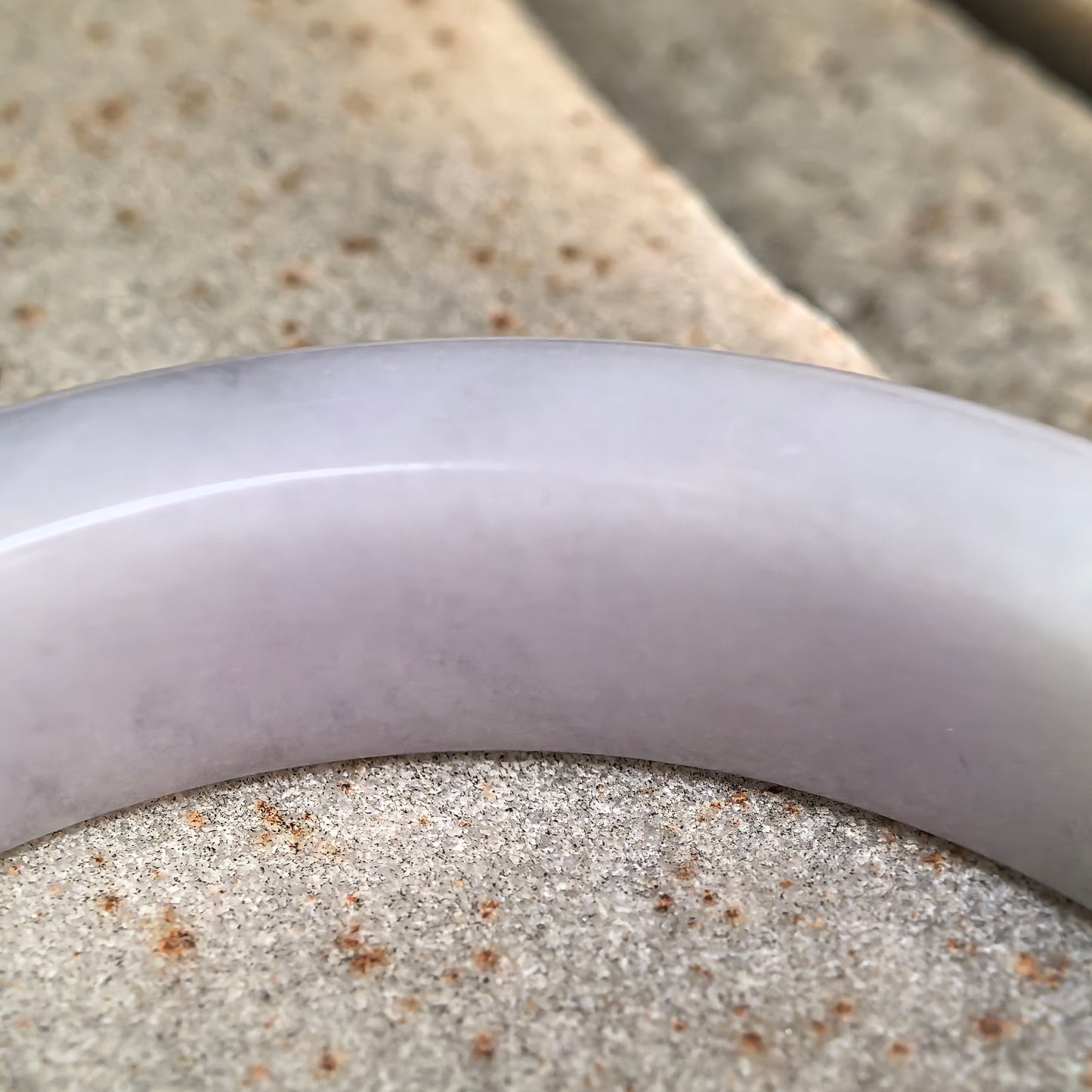 Natural Grade-A Glutinous Purple Green D-Shape Jadeite Bangle · Burmese Jade 54mm