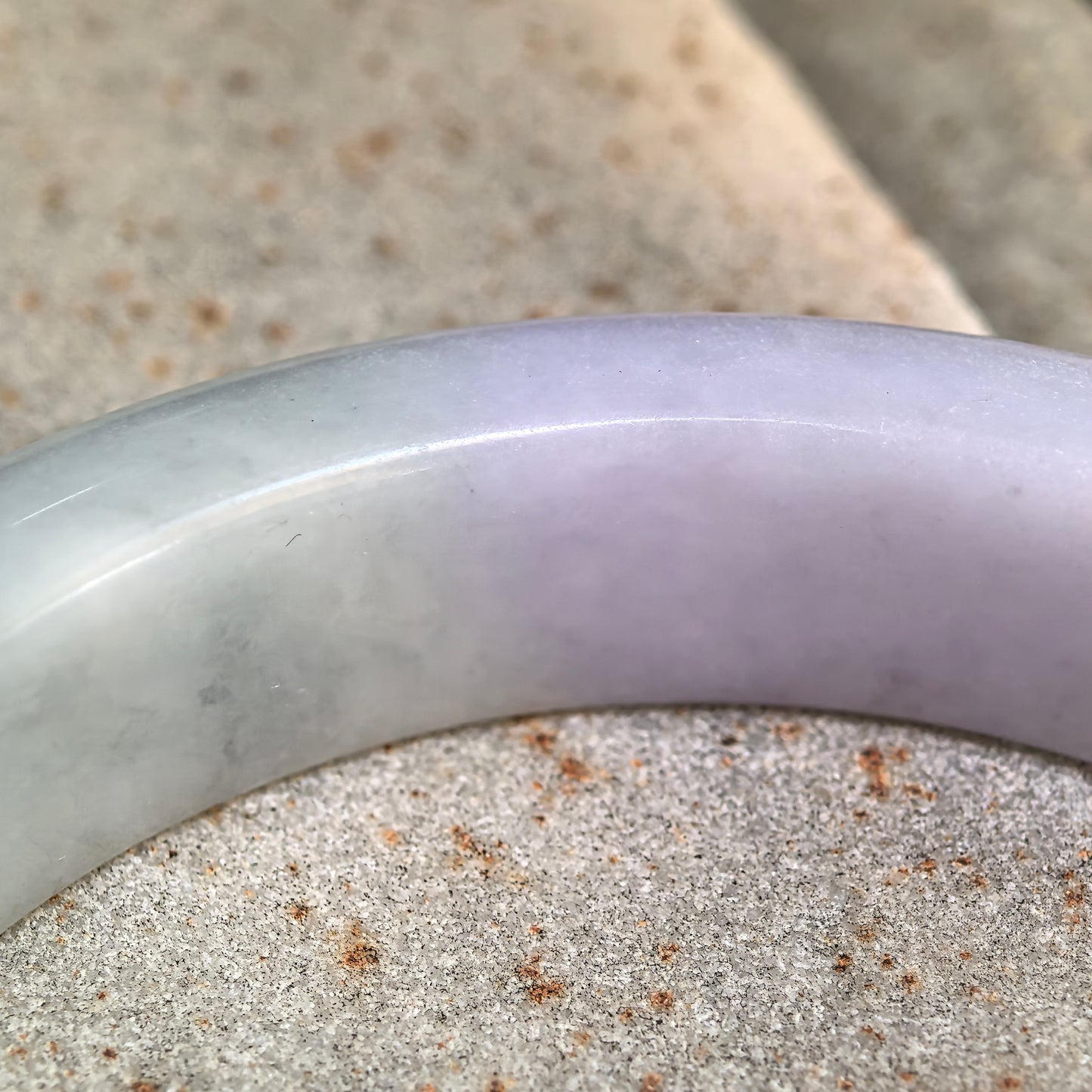 Natural Grade-A Glutinous Purple Green D-Shape Jadeite Bangle · Burmese Jade 54mm