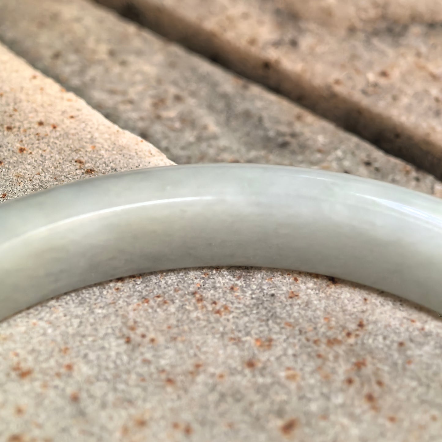 Natural Grade-A Glutinous White Scattered-Gold D-Shape Jadeite Bangle · Burmese Jade 58mm