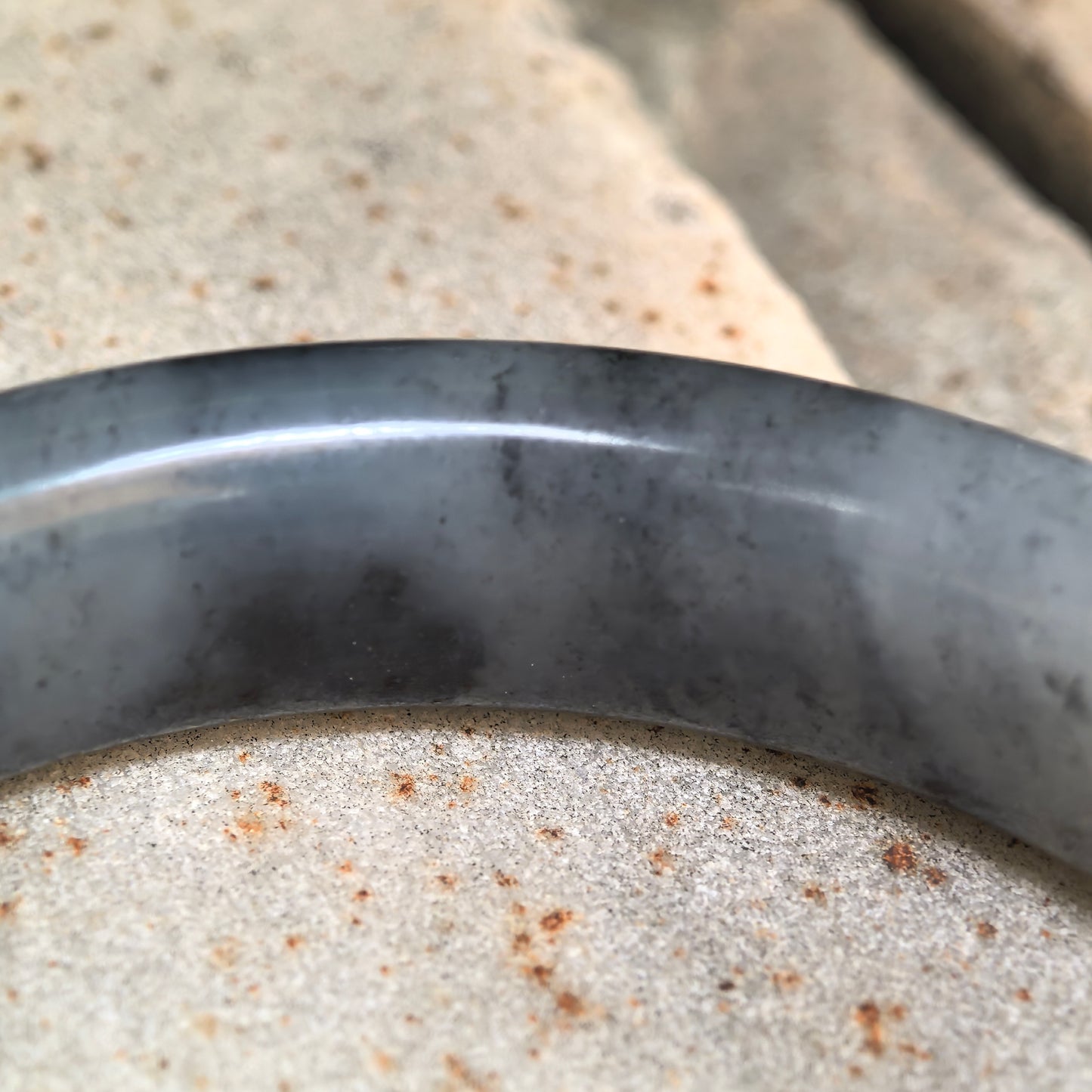 Natural Nephrite Black-and-White Patterned D-Shape Bangle · Hetian Jade 58mm