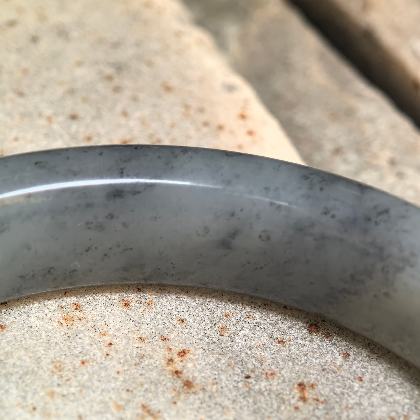 Natural Nephrite Black-and-White Patterned D-Shape Bangle · Hetian Jade 58mm