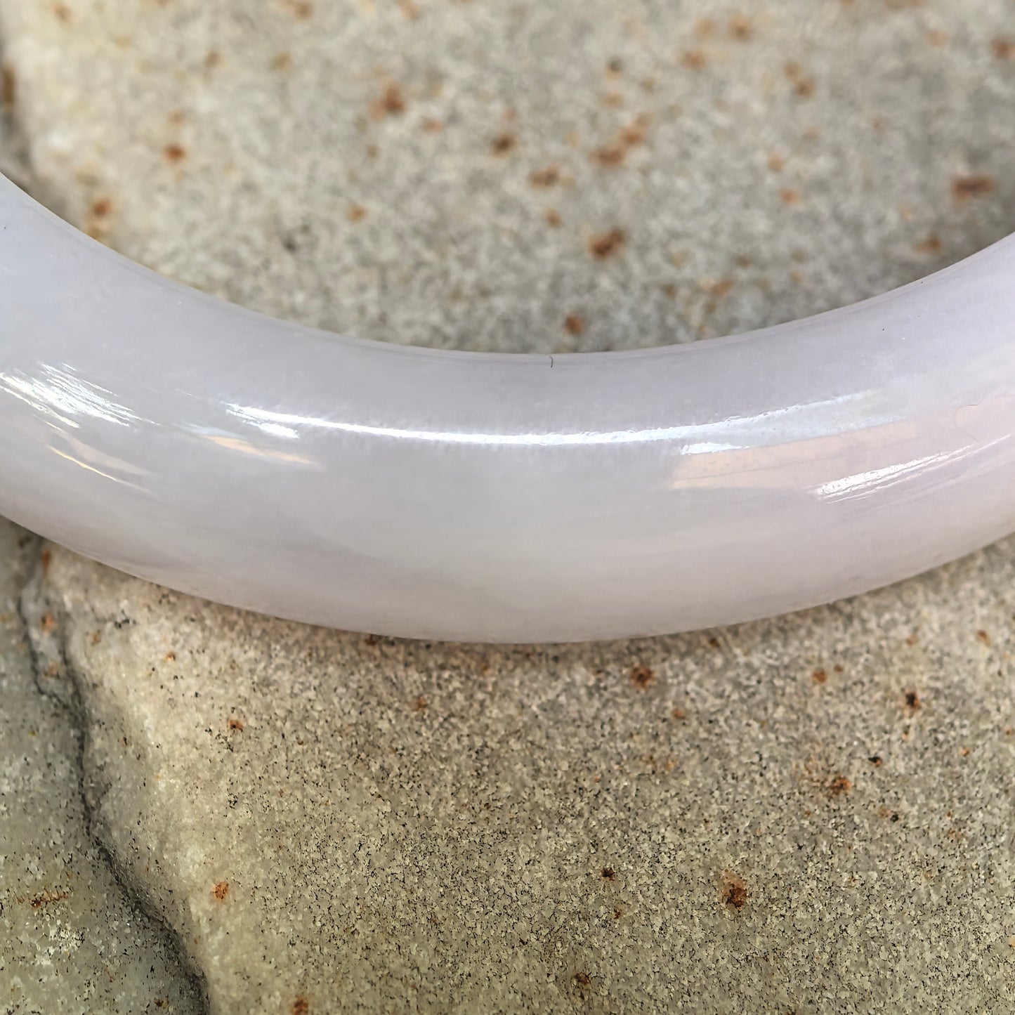 Natural Grade-A Glutinous Purple Green Oval Jadeite Bangle · Burmese Jade 50mm