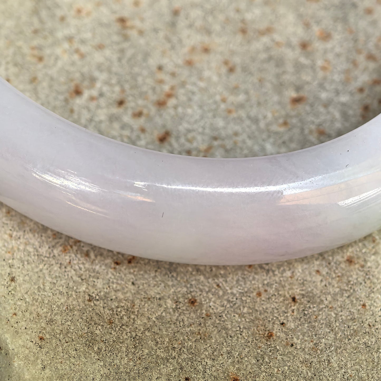 Natural Grade-A Glutinous Purple Green Oval Jadeite Bangle · Burmese Jade 50mm