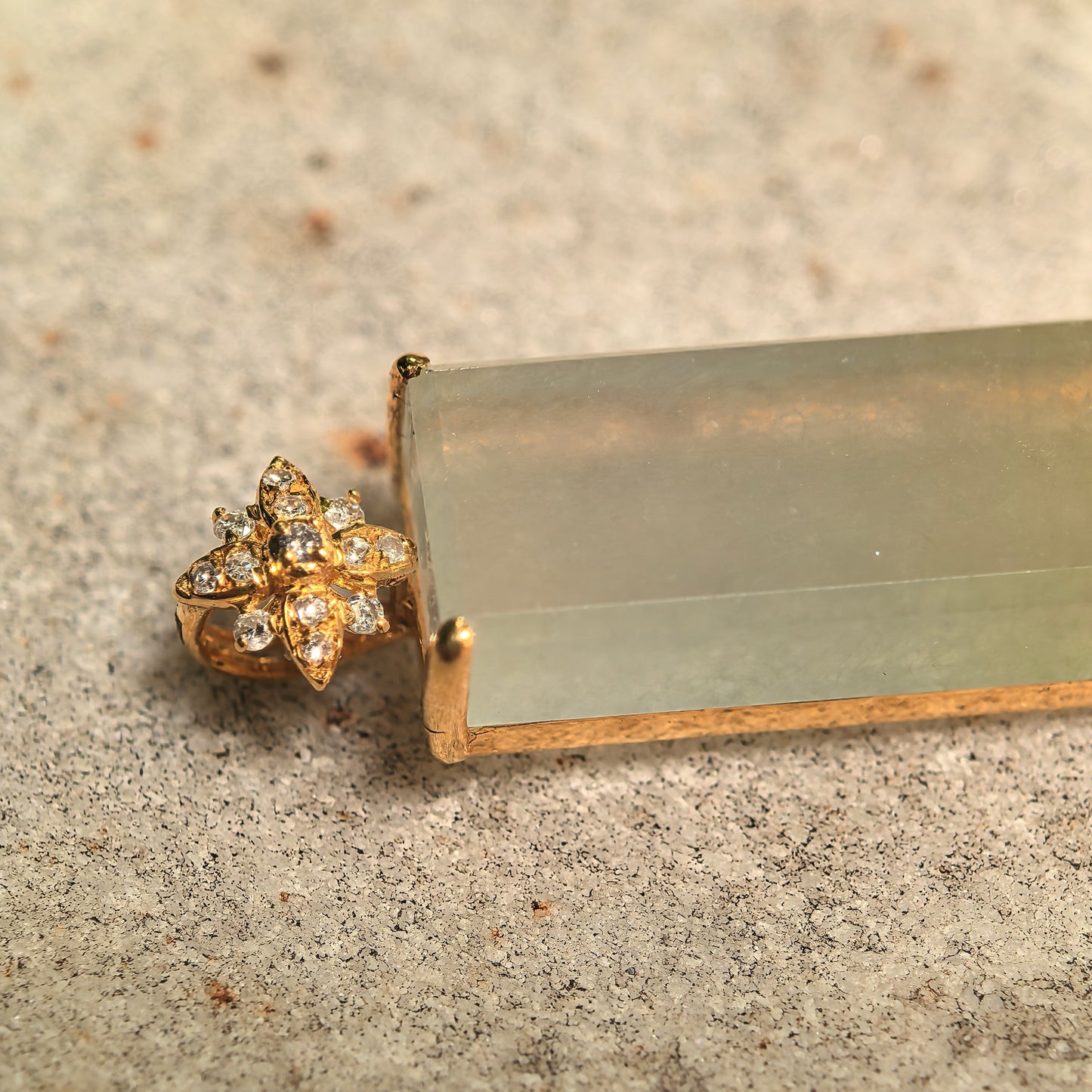 Natural Grade-A Icy Yellow Plain Plaque Jadeite Pendant with 18K Gold · Burmese Jade