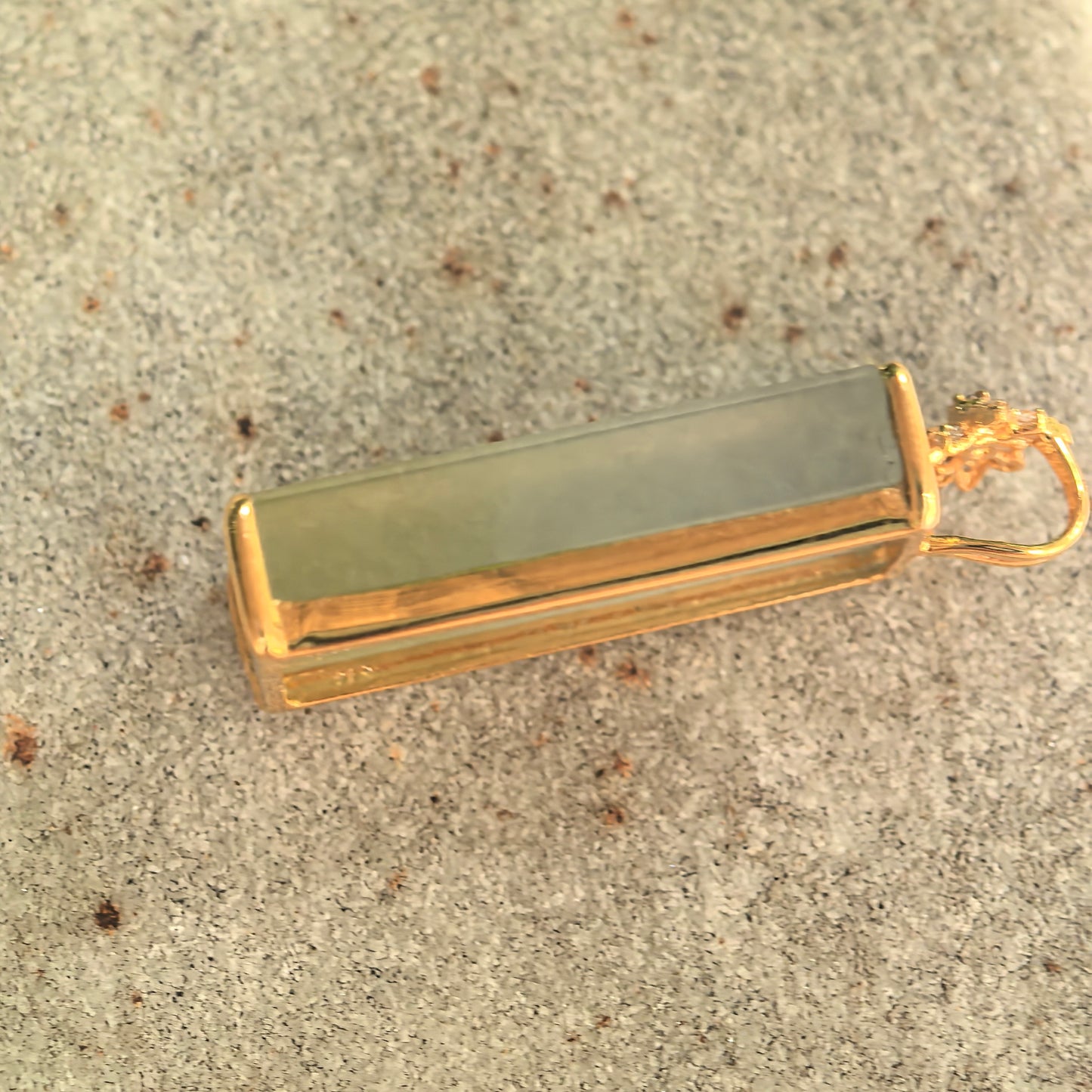 Natural Grade-A Icy Yellow Plain Plaque Jadeite Pendant with 18K Gold · Burmese Jade
