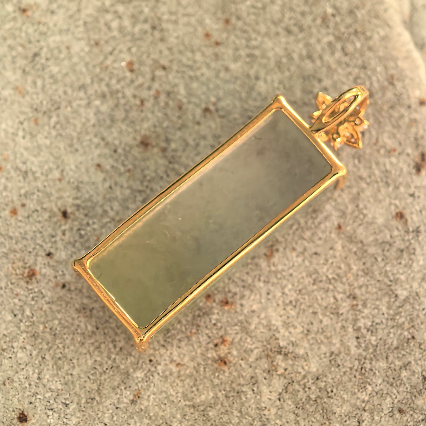 Natural Grade-A Icy Yellow Plain Plaque Jadeite Pendant with 18K Gold · Burmese Jade