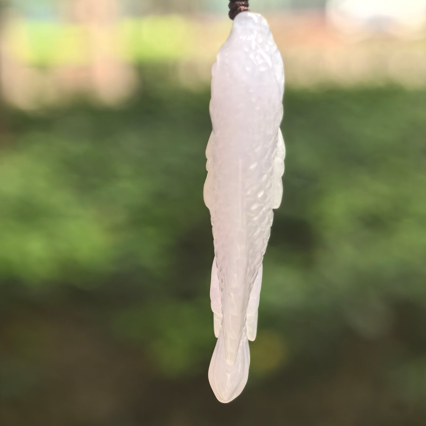 Natural Grade-A Glutinous-Icy Light Lavender Fish Jadeite Pendant · Burmese Jade