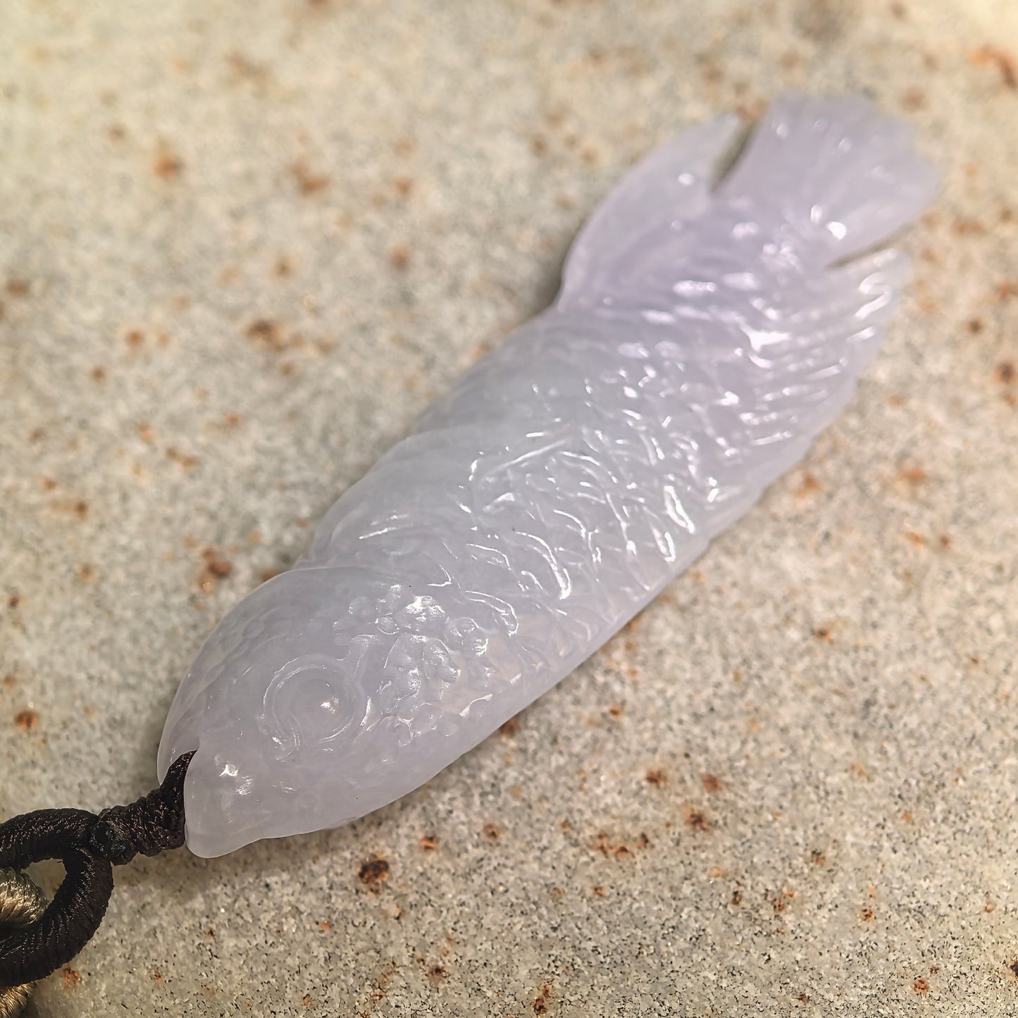Natural Grade-A Glutinous-Icy Light Lavender Fish Jadeite Pendant · Burmese Jade