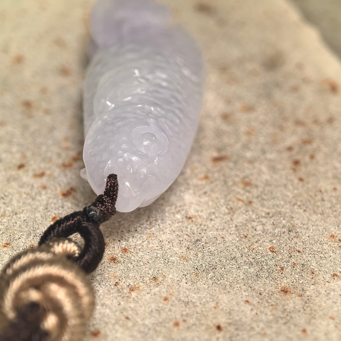 Natural Grade-A Glutinous-Icy Light Lavender Fish Jadeite Pendant · Burmese Jade