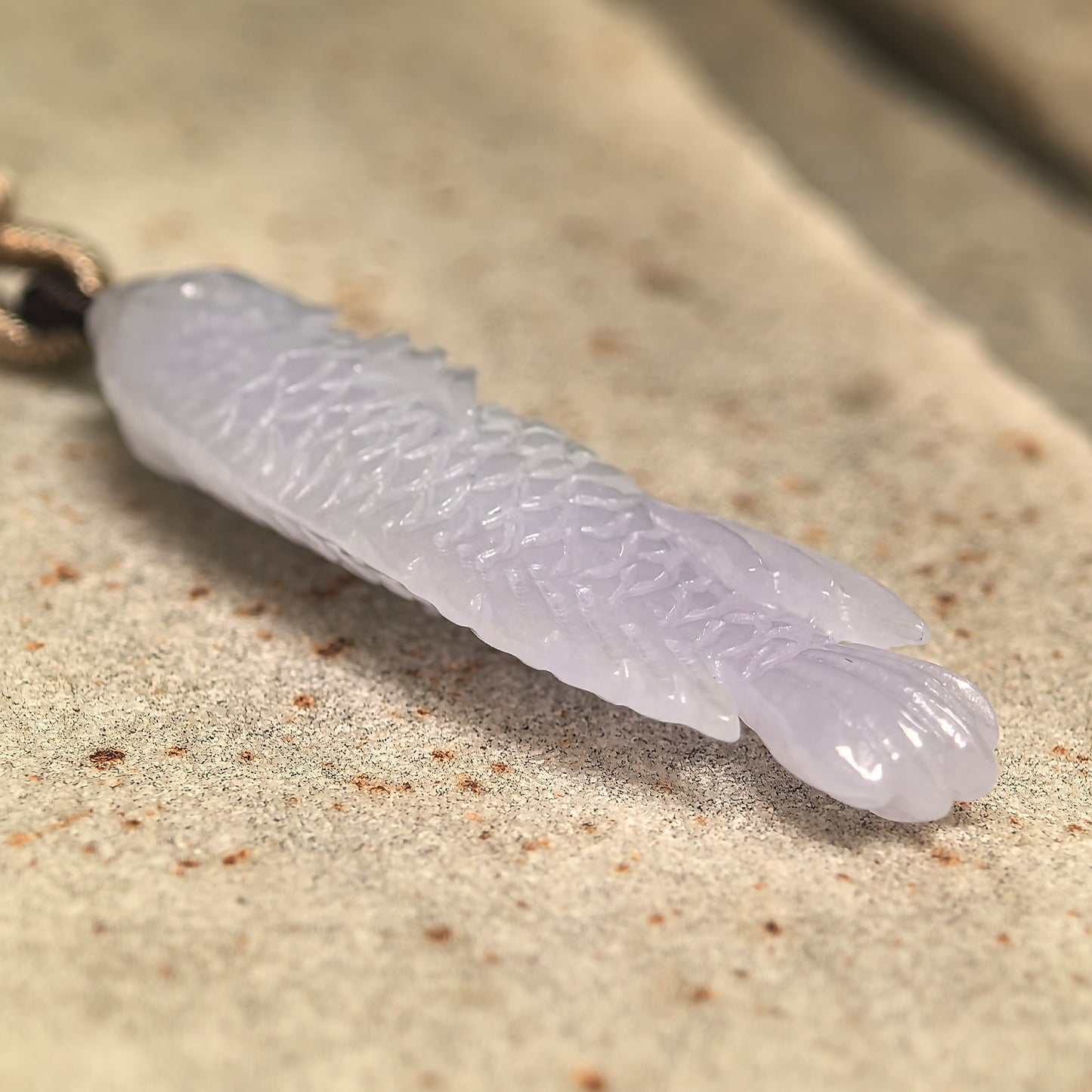 Natural Grade-A Glutinous-Icy Light Lavender Fish Jadeite Pendant · Burmese Jade