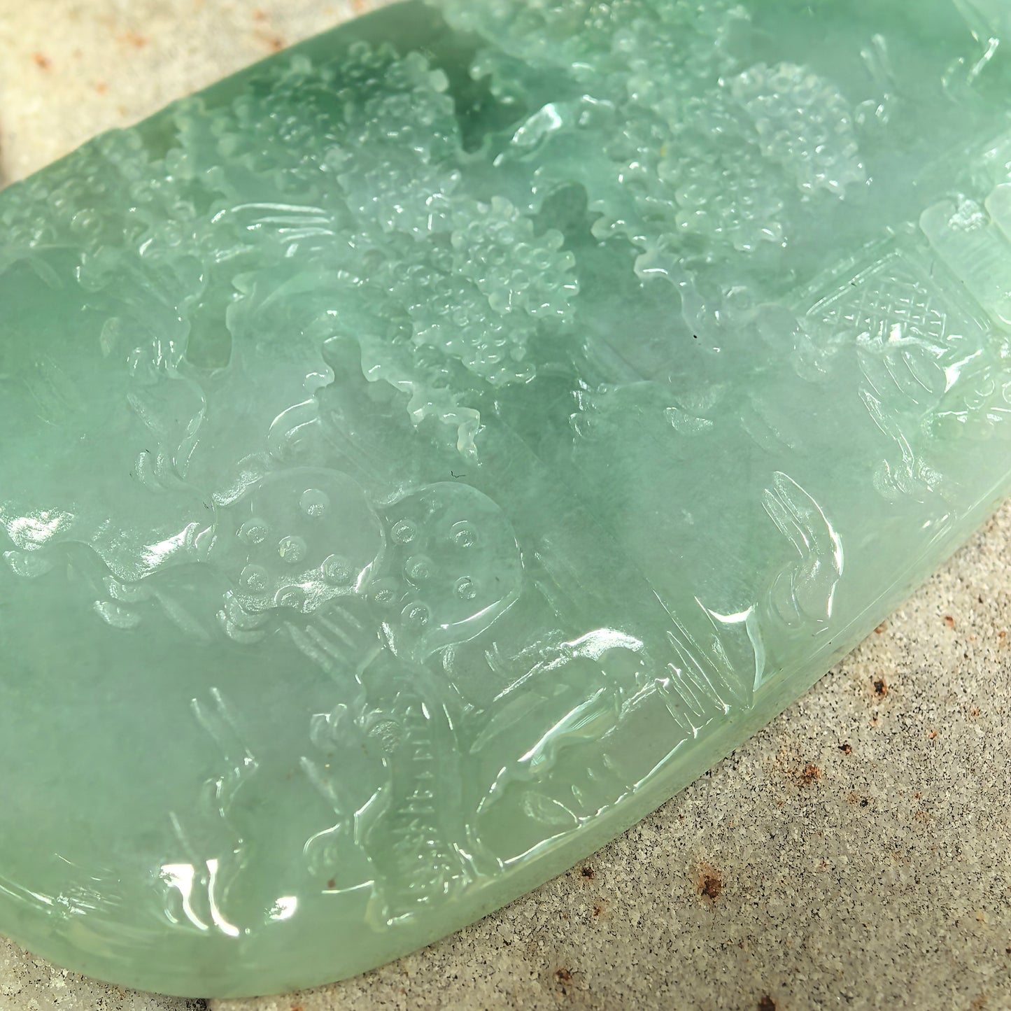 Natural Grade-A Glutinous Green Landscape Jadeite Pendant · Burmese Jade