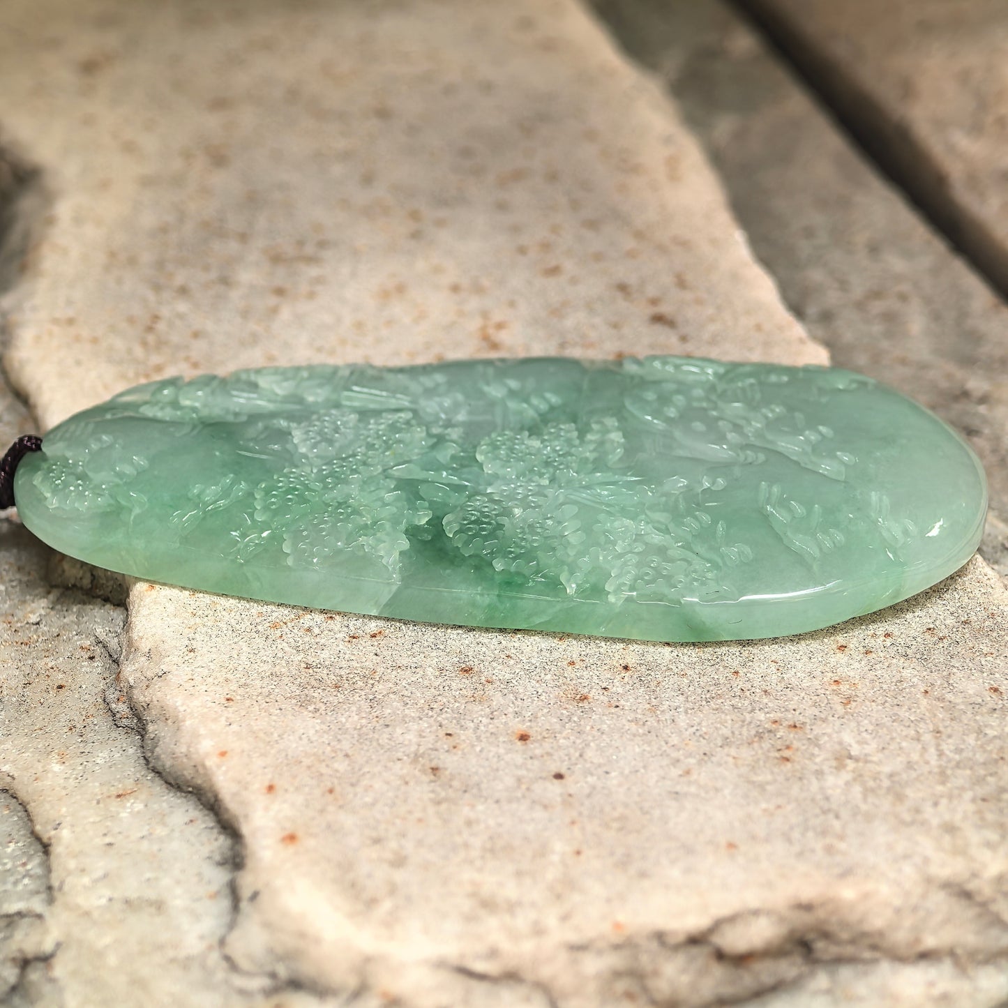 Natural Grade-A Glutinous Green Landscape Jadeite Pendant · Burmese Jade
