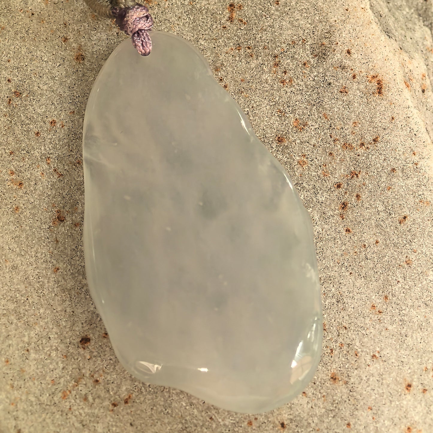 Natural Grade-A Icy Glutinous White Lotus Jadeite Pendant · Burmese Jade