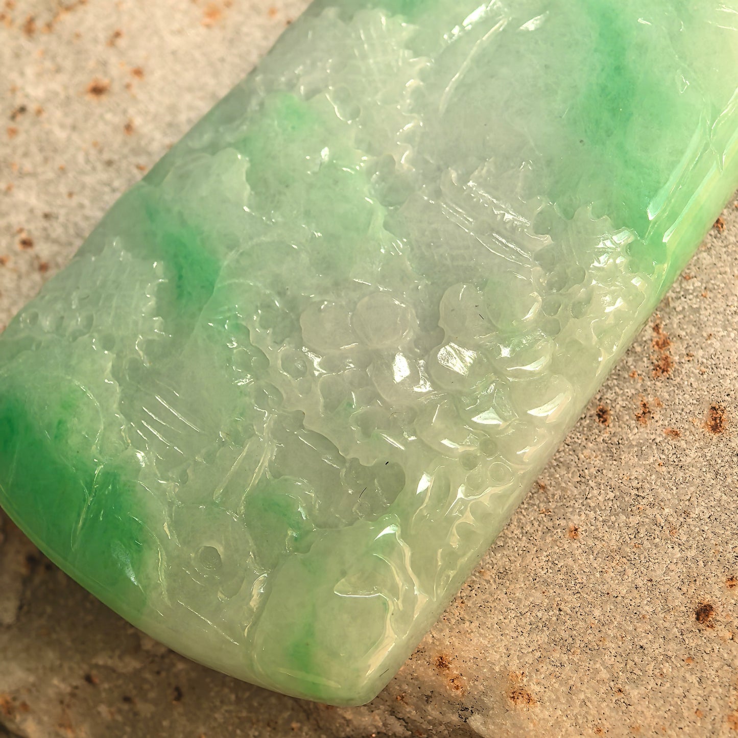 Natural Grade-A Glutinous Green Landscape Jadeite Pendant · Burmese Jade