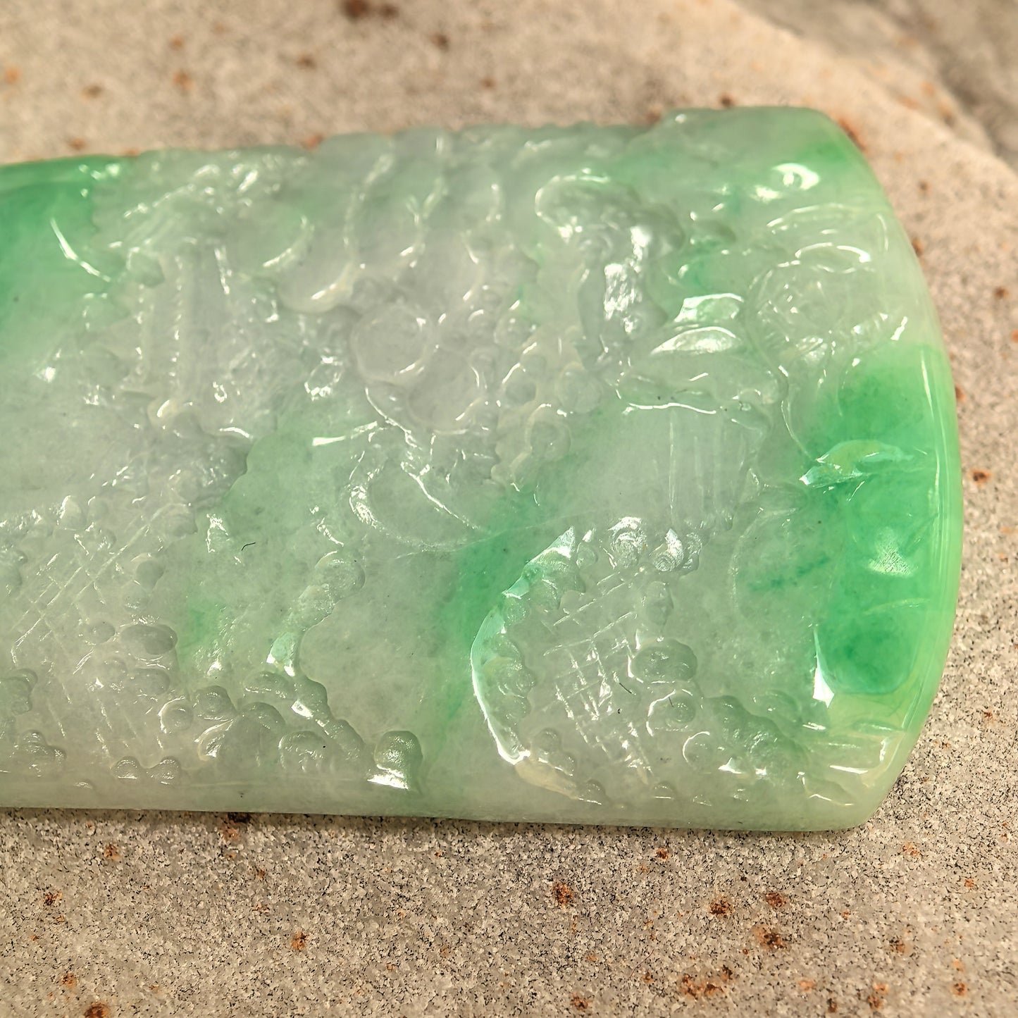 Natural Grade-A Glutinous Green Landscape Jadeite Pendant · Burmese Jade