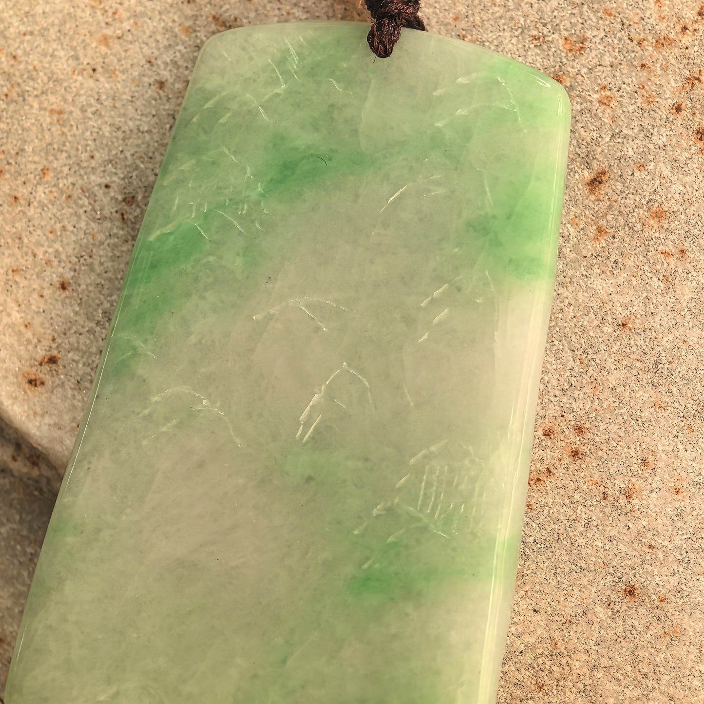 Natural Grade-A Glutinous Green Landscape Jadeite Pendant · Burmese Jade