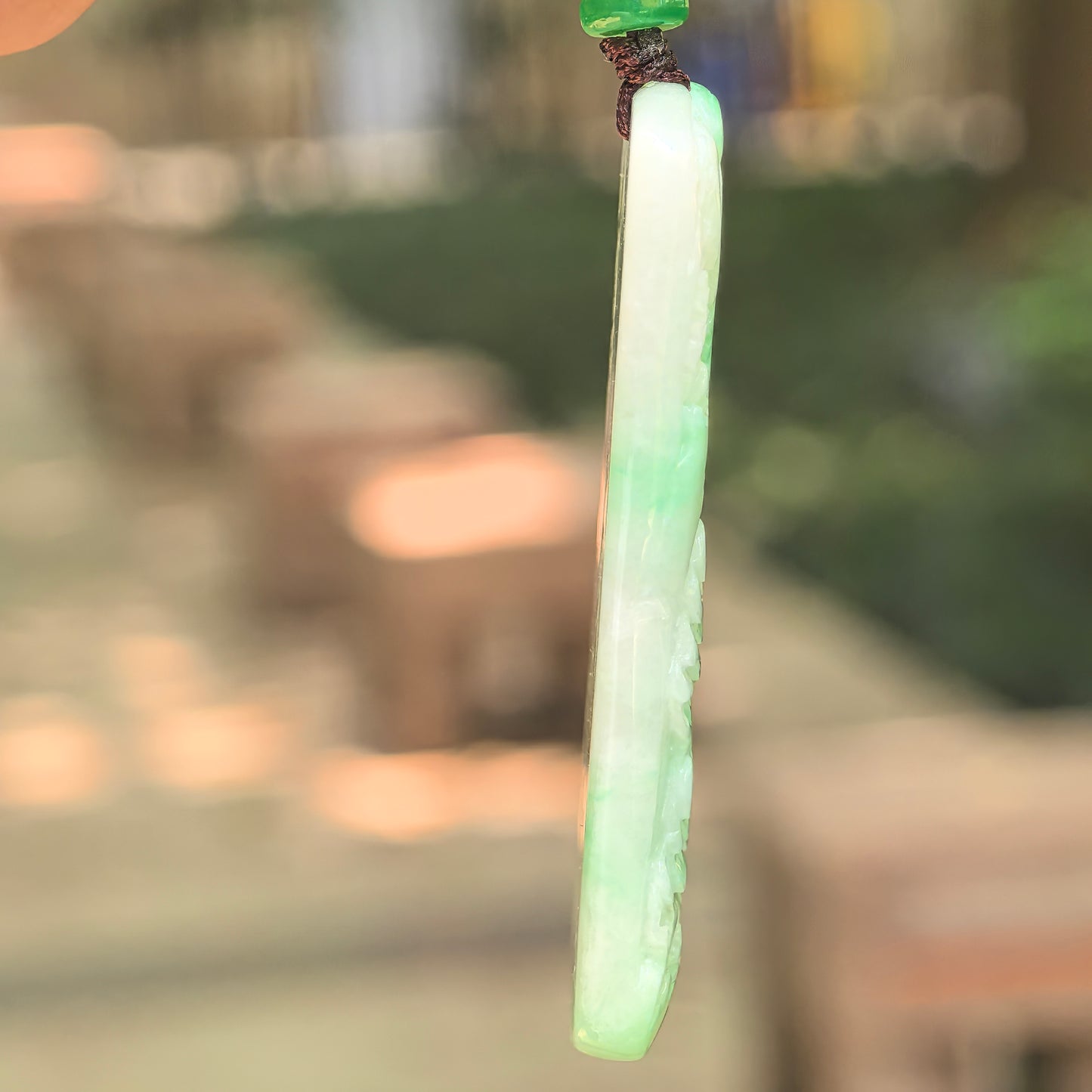 Natural Grade-A Glutinous Green Landscape Plaque Jadeite Pendant · Burmese Jade