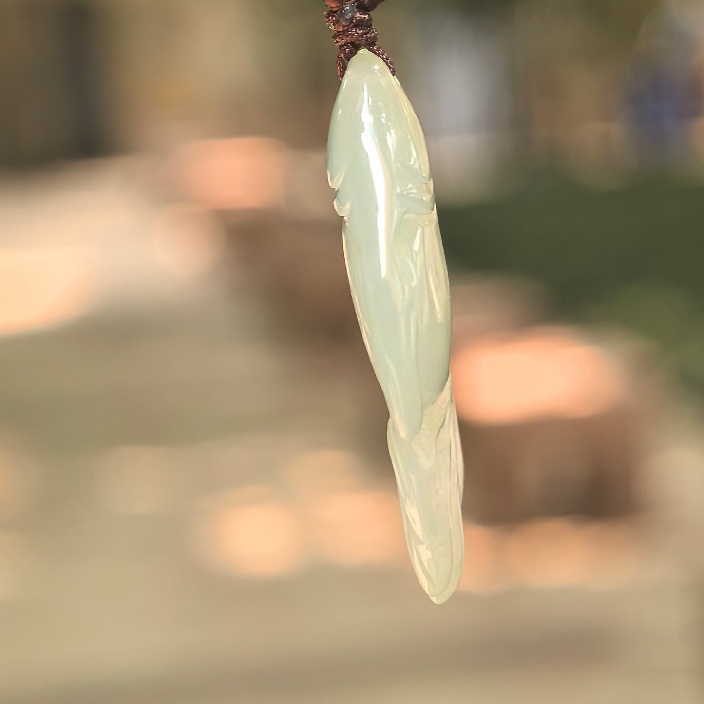 Natural Grade-A Icy Light Green Fish Jadeite Pendant · Burmese Jade