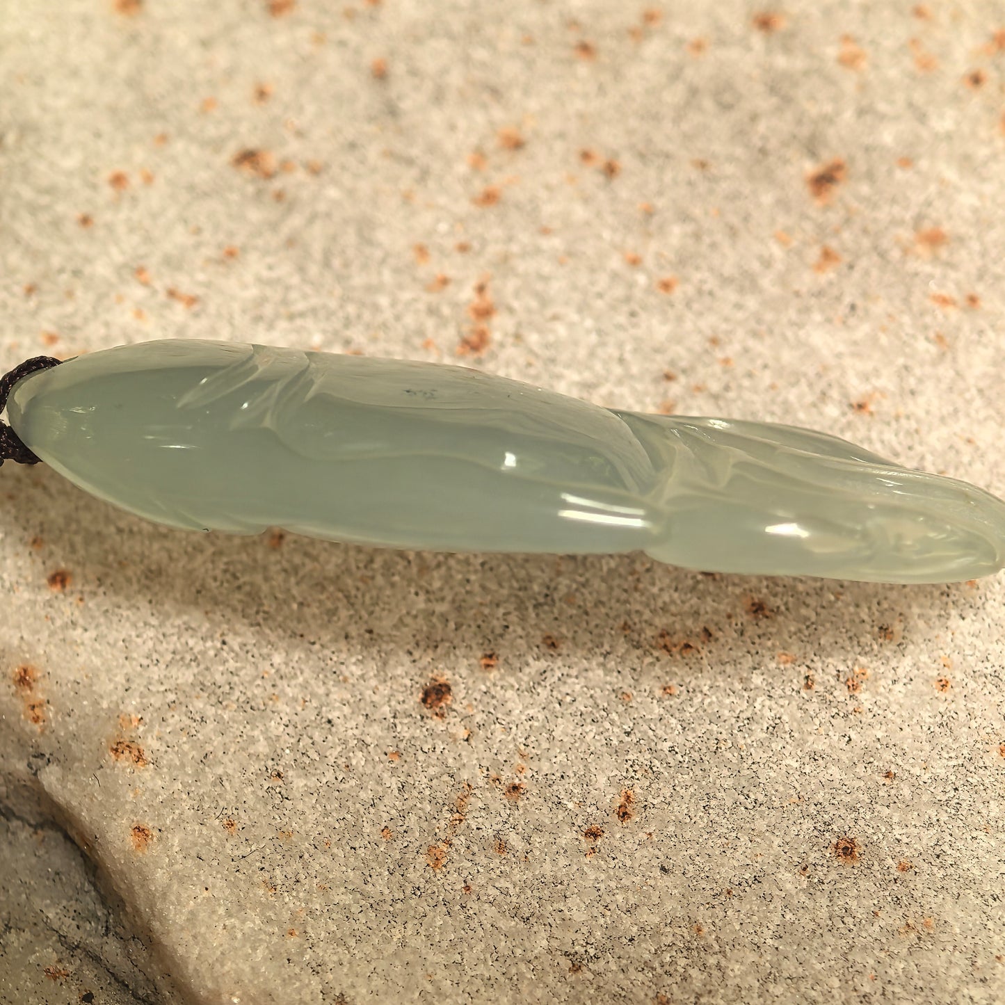 Natural Grade-A Icy Light Green Fish Jadeite Pendant · Burmese Jade