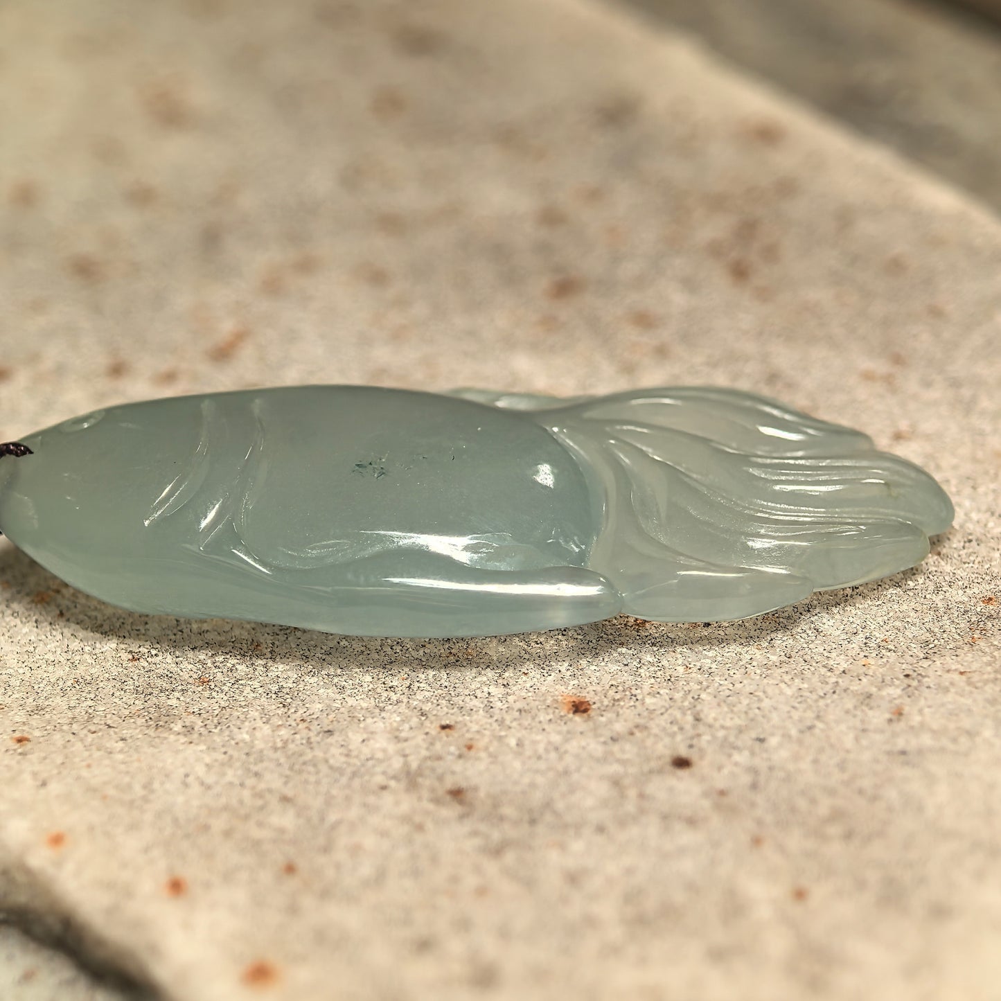 Natural Grade-A Icy Light Green Fish Jadeite Pendant · Burmese Jade