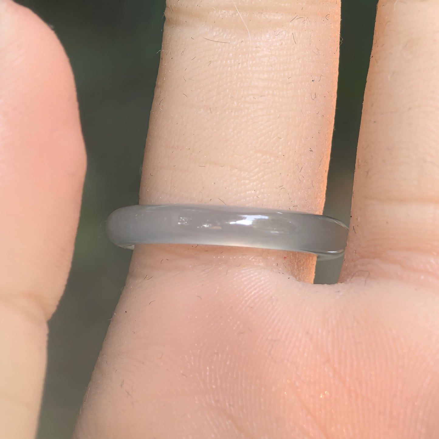 Natural Grade-A Icy Light Green Jadeite Ring Band · Burmese Jade US7.5