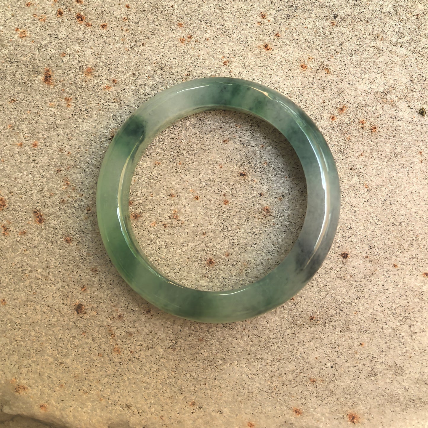 Natural Grade-A Icy Glutinous Green Floating Flower Jadeite Ring Band · Burmese Jade US9.5