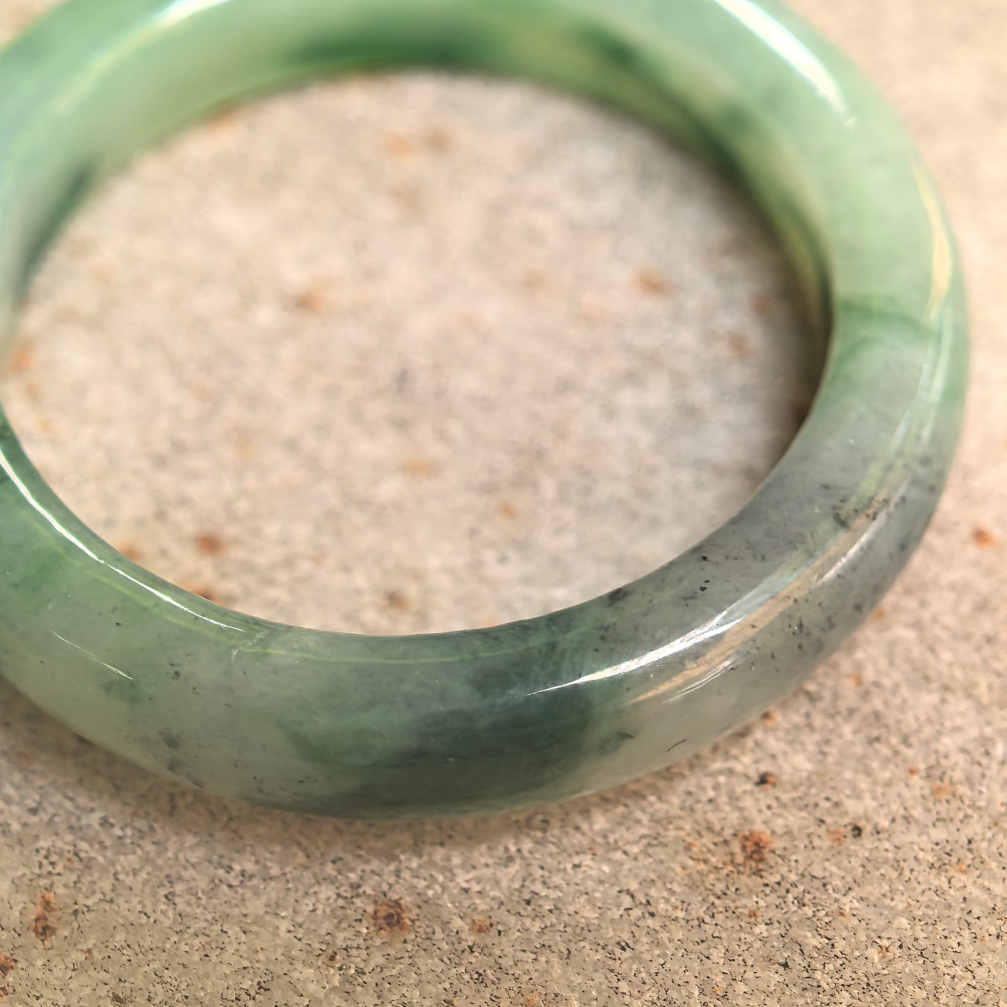Natural Grade-A Icy Glutinous Green Floating Flower Jadeite Ring Band · Burmese Jade US9.5