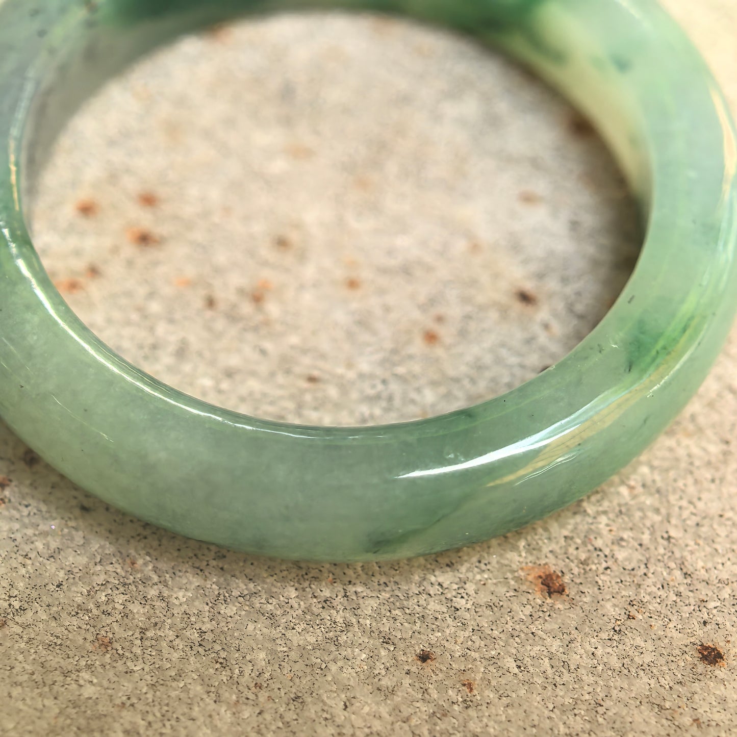 Natural Grade-A Icy Glutinous Green Floating Flower Jadeite Ring Band · Burmese Jade US9.5