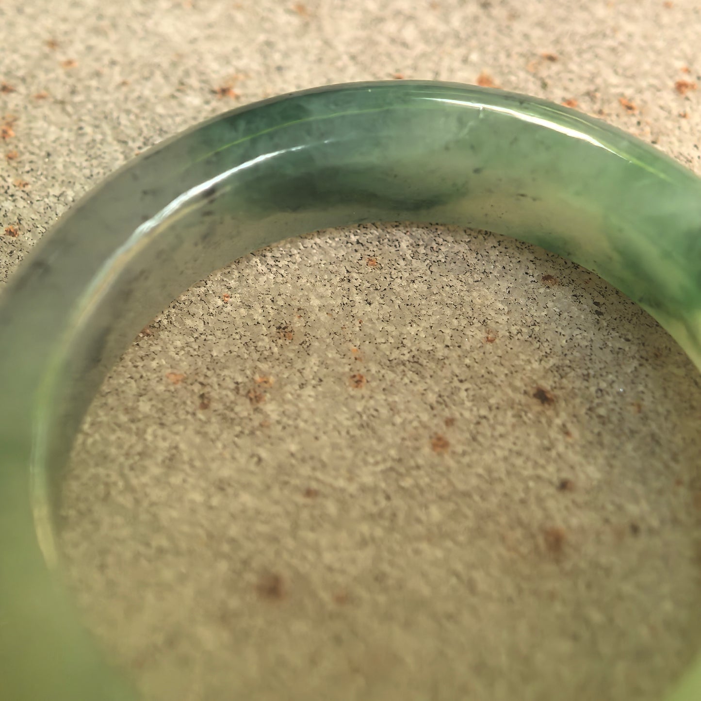 Natural Grade-A Icy Glutinous Green Floating Flower Jadeite Ring Band · Burmese Jade US9.5