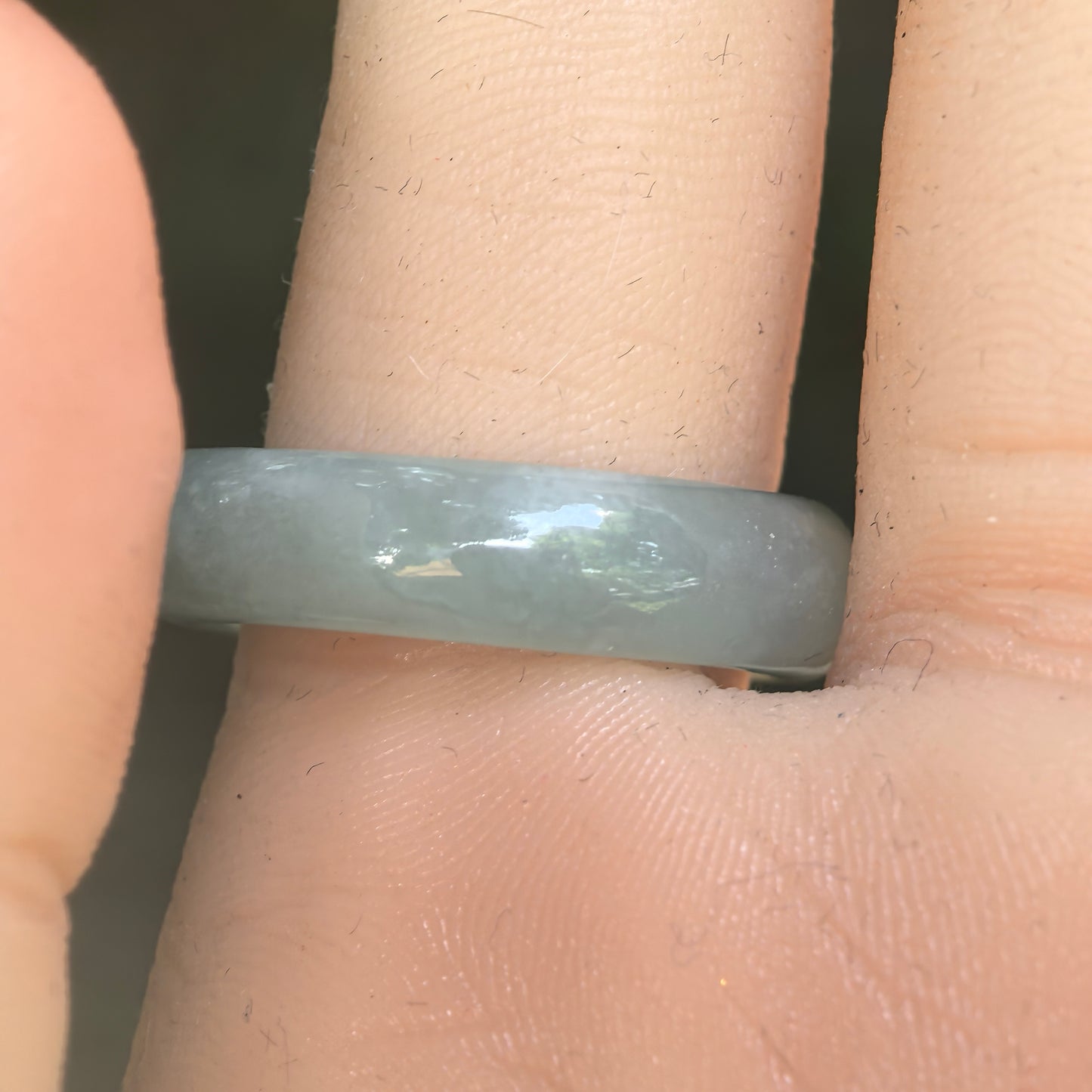 Natural Grade-A Icy Glutinous Light Green Jadeite Ring Band · Burmese Jade US9