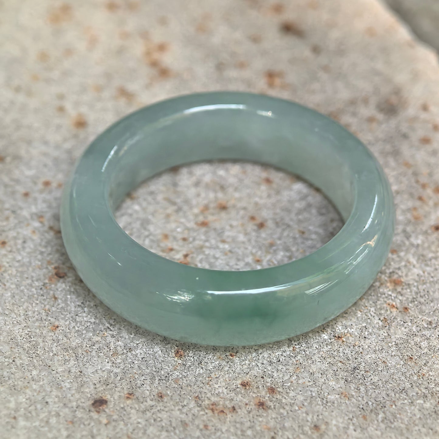 Natural Grade-A Icy Glutinous Light Green Jadeite Ring Band · Burmese Jade US9