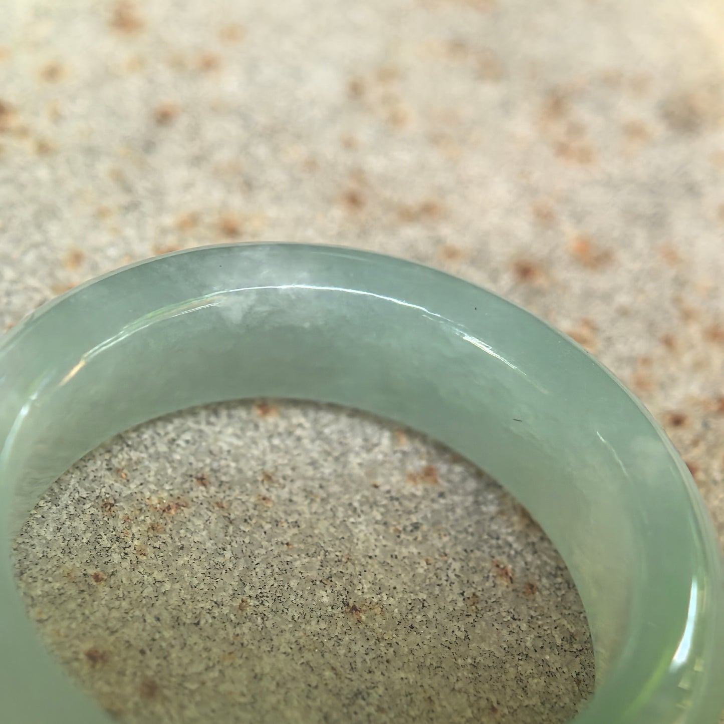Natural Grade-A Icy Glutinous Light Green Jadeite Ring Band · Burmese Jade US9