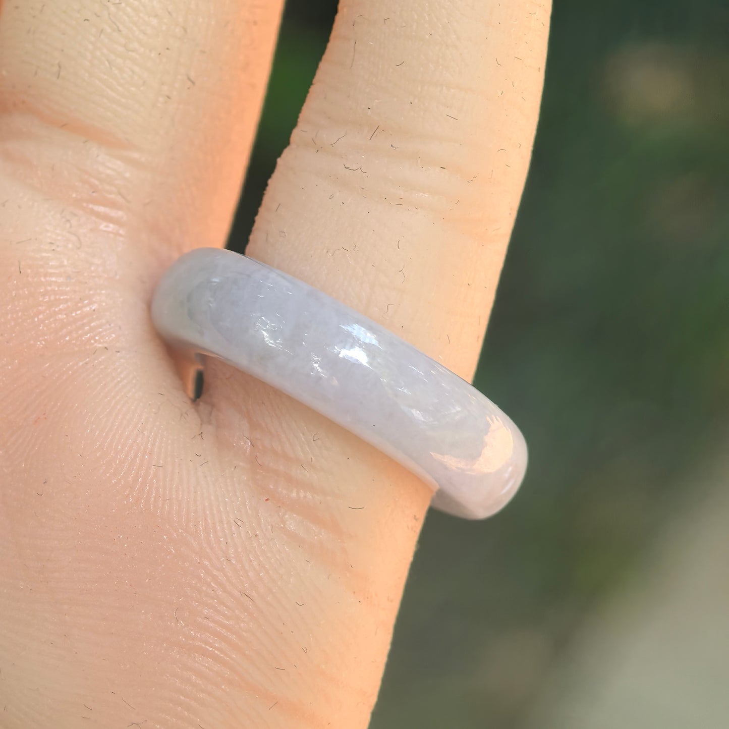 Natural Grade-A Glutinous Lavender Jadeite Ring Band · Burmese Jade US5