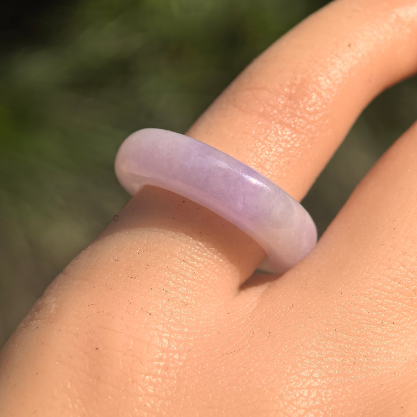 Natural Grade-A Glutinous Lavender Jadeite Ring Band · Burmese Jade US5