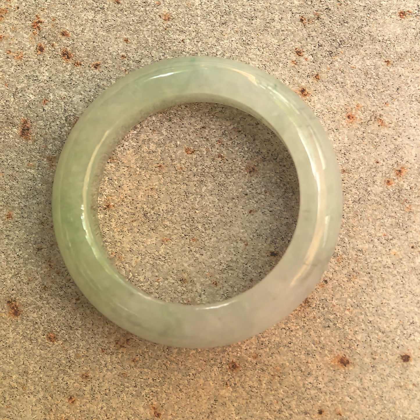 Natural Grade-A Glutinous Pale Green Jadeite Ring Band · Burmese Jade US7