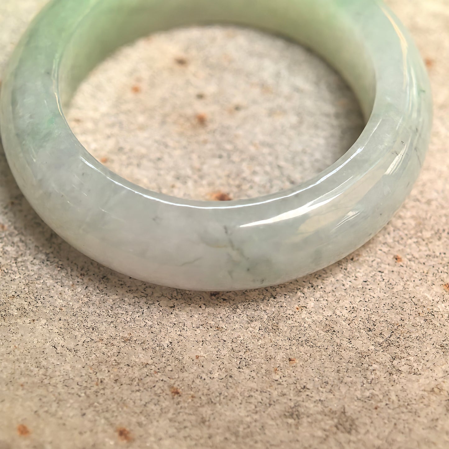 Natural Grade-A Glutinous Pale Green Jadeite Ring Band · Burmese Jade US7