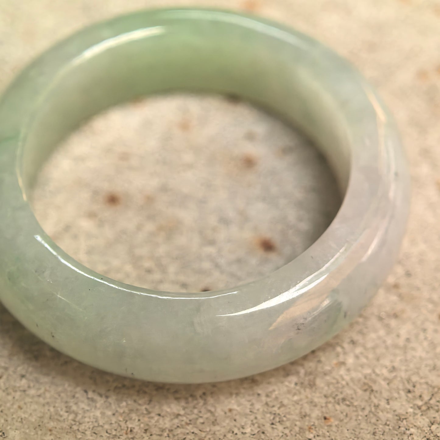 Natural Grade-A Glutinous Pale Green Jadeite Ring Band · Burmese Jade US7