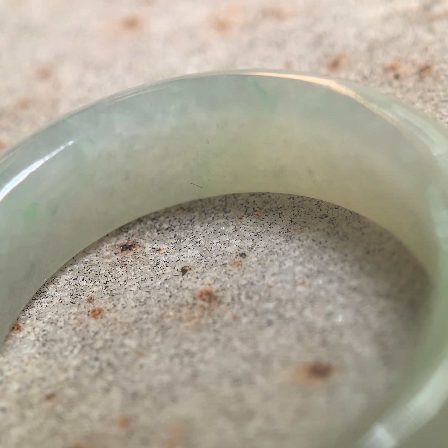 Natural Grade-A Glutinous Pale Green Jadeite Ring Band · Burmese Jade US7