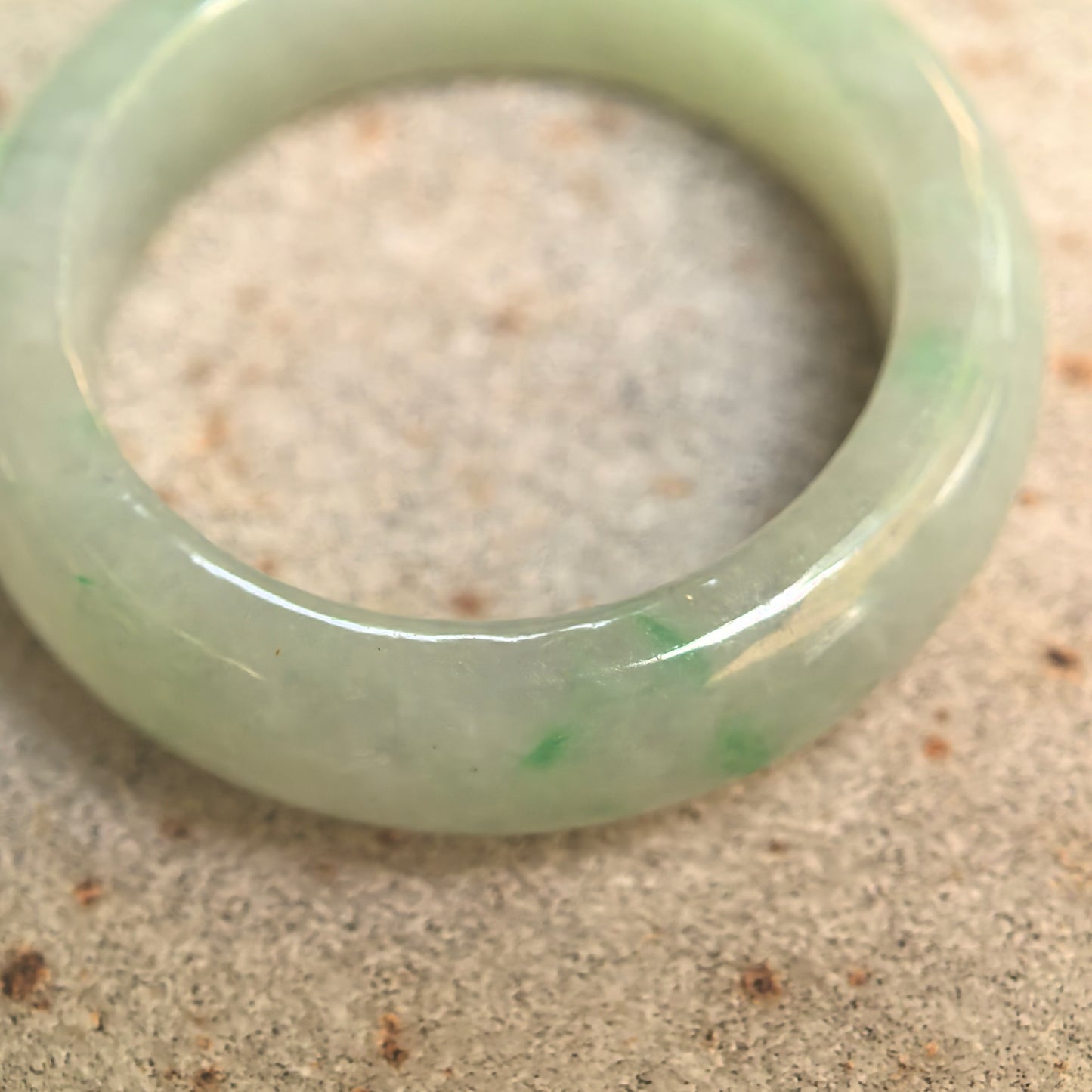 Natural Grade-A Glutinous Light Green Jadeite Ring Band · Burmese Jade US7