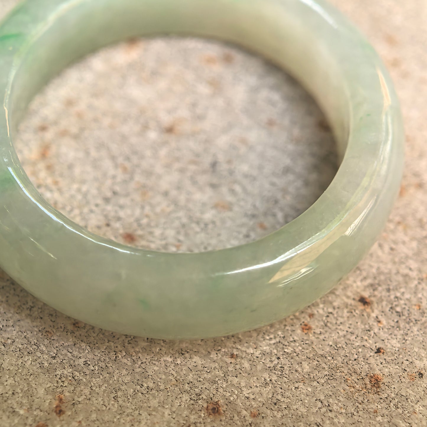 Natural Grade-A Glutinous Light Green Jadeite Ring Band · Burmese Jade US7