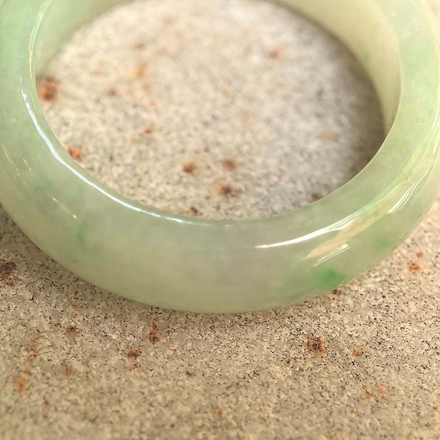 Natural Grade-A Glutinous Light Green Jadeite Ring Band · Burmese Jade US7