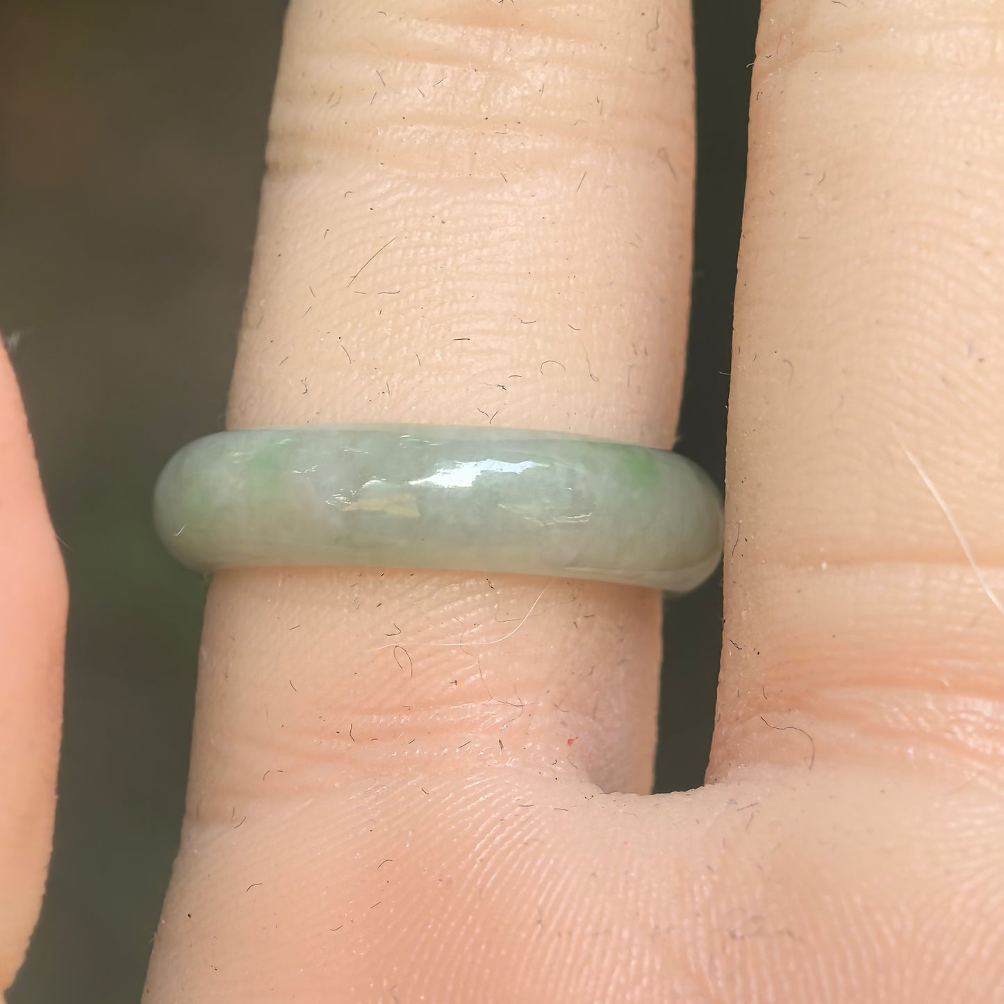 Natural Grade-A Glutinous Light Green Jadeite Ring Band · Burmese Jade US7