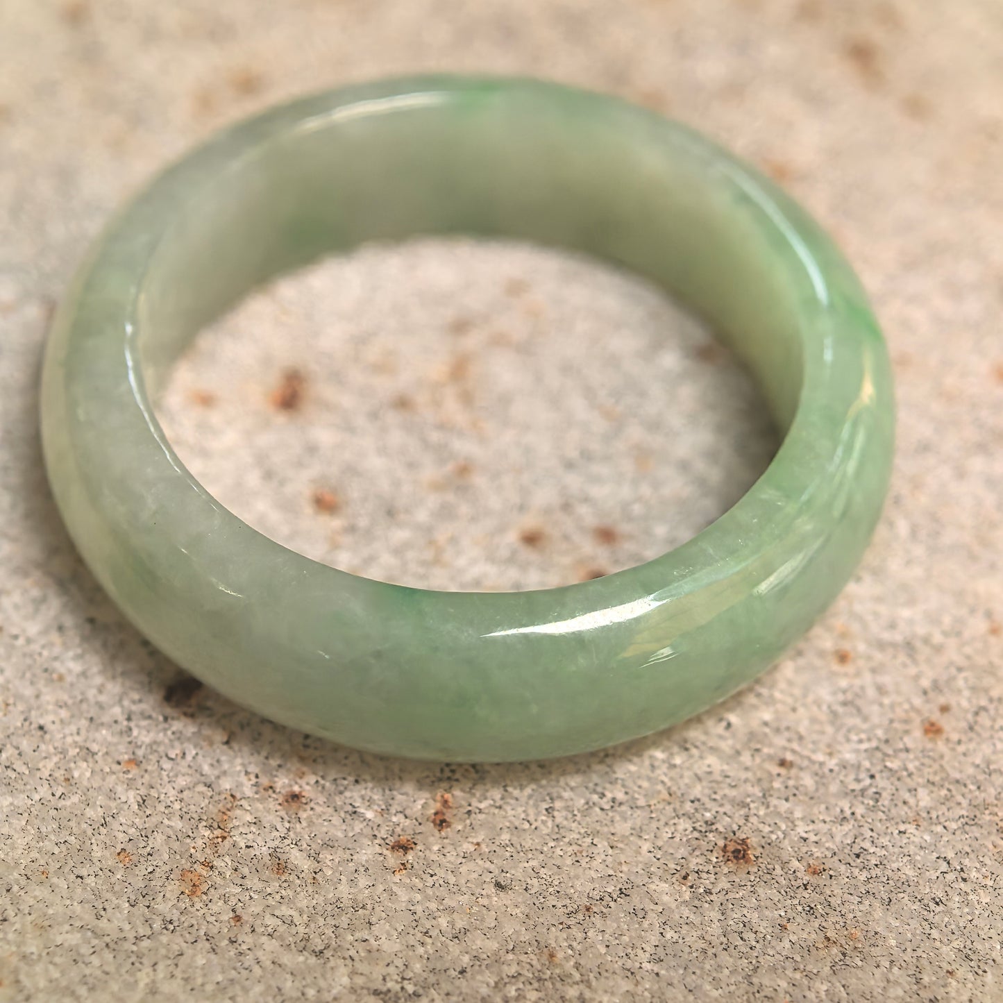 Natural Grade-A Glutinous Light Green Jadeite Ring Band · Burmese Jade US7